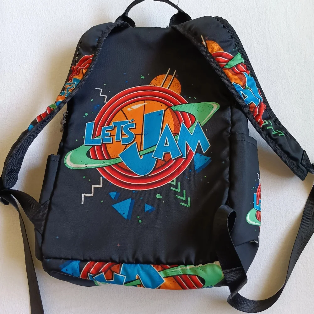 Looney Tunes Space Jam Black Backpack Bag 11x15 Let's Jam Graphic